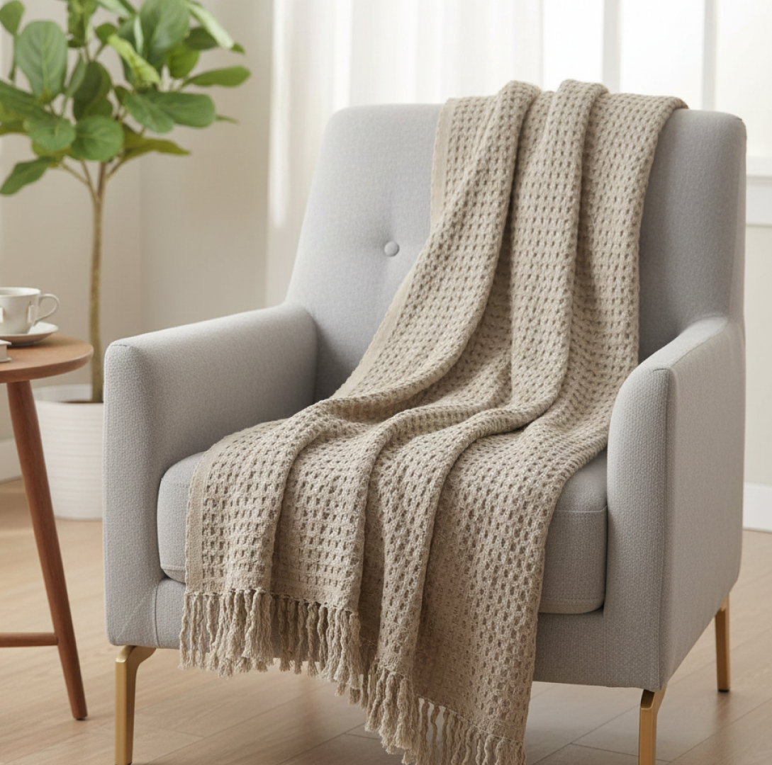 Charlotte Waffle Throw Natural