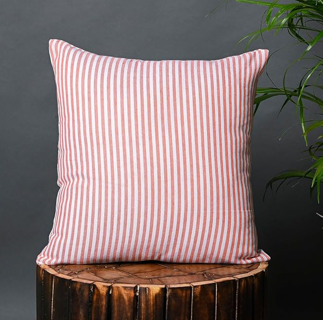 Darcy Striped Cushion White Red