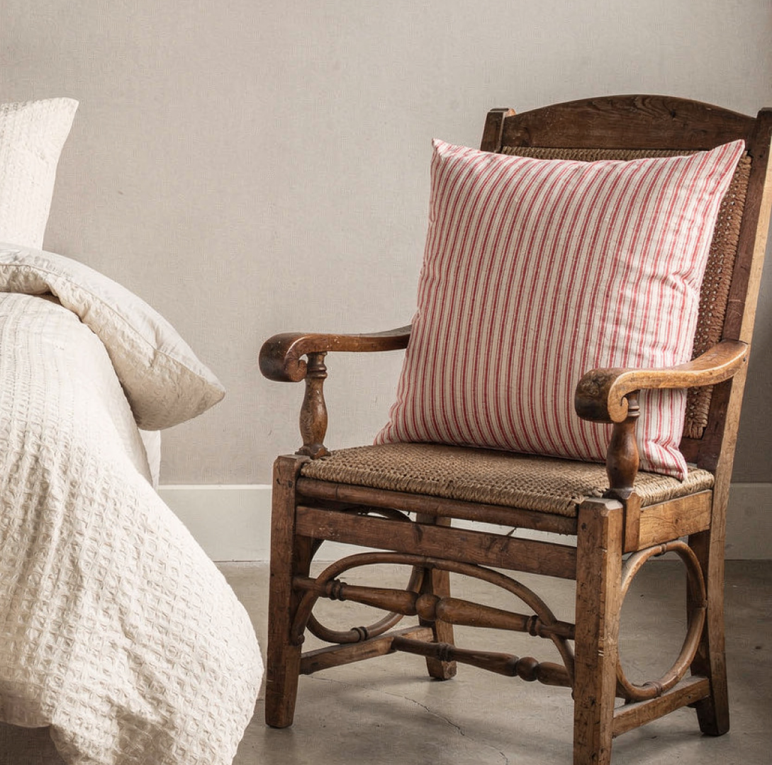 Darcy Striped Cushion White Red