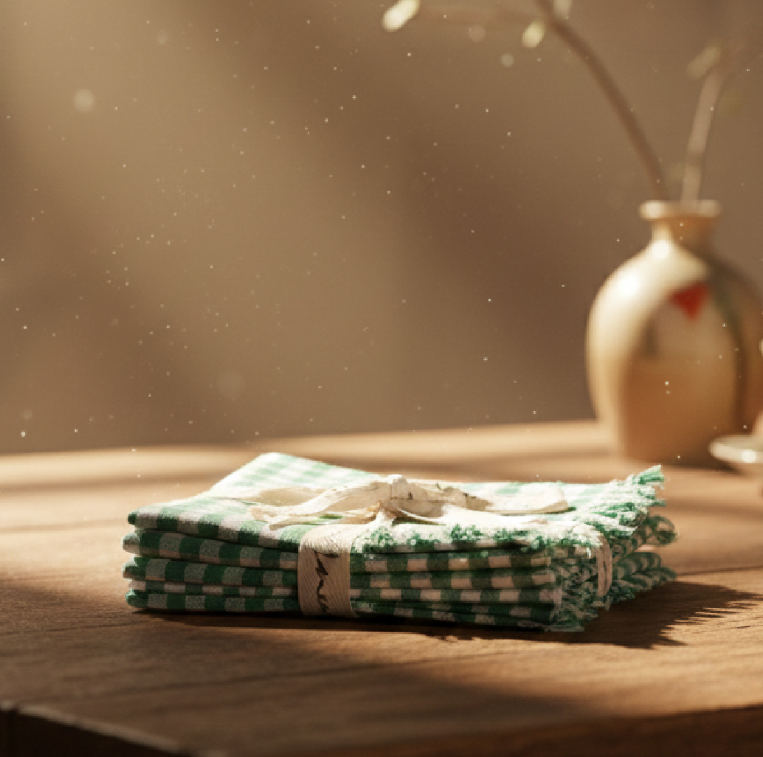 Gingham Easter Napkins Jolly Green