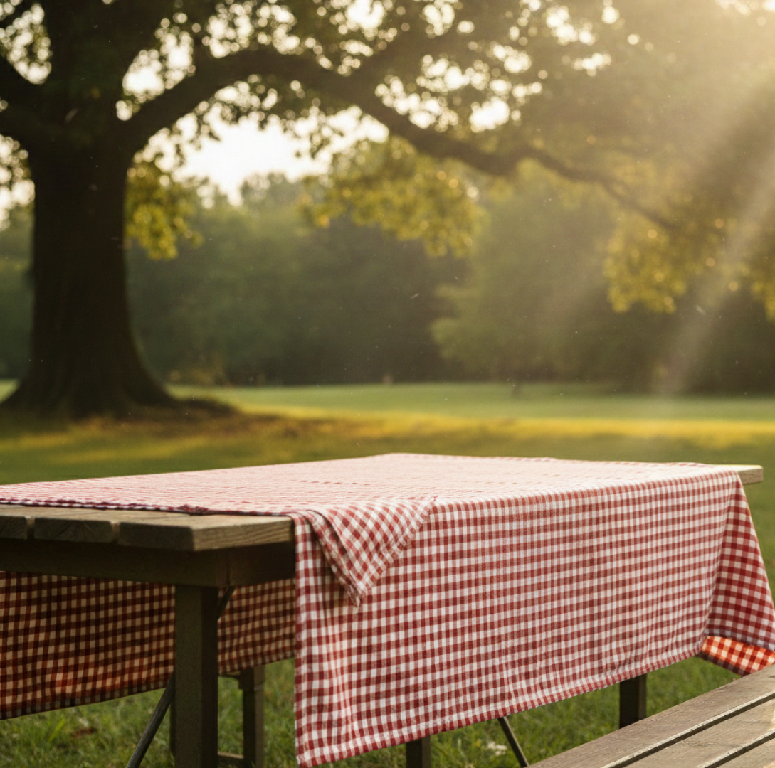 Gingham Christmas Table Cloths Berry Red