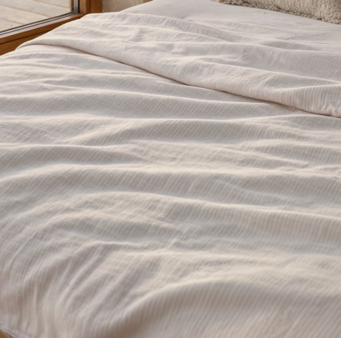 Olivia Natural Stripe Duvet Set