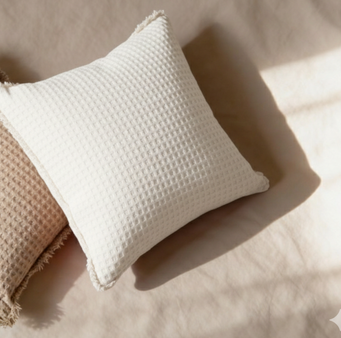 Charlotte Waffle Cushion White