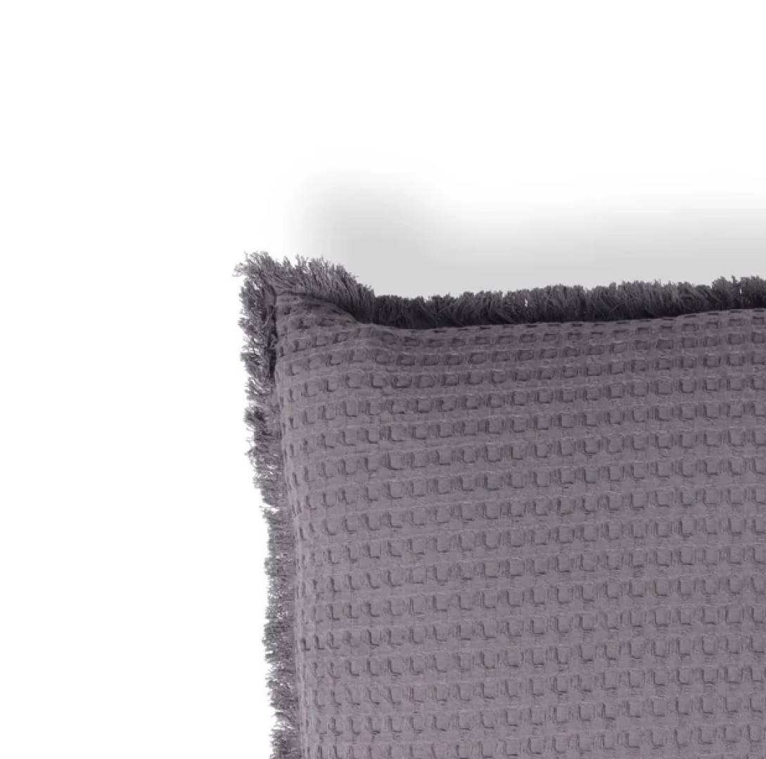 Charlotte Waffle Cushion Grey