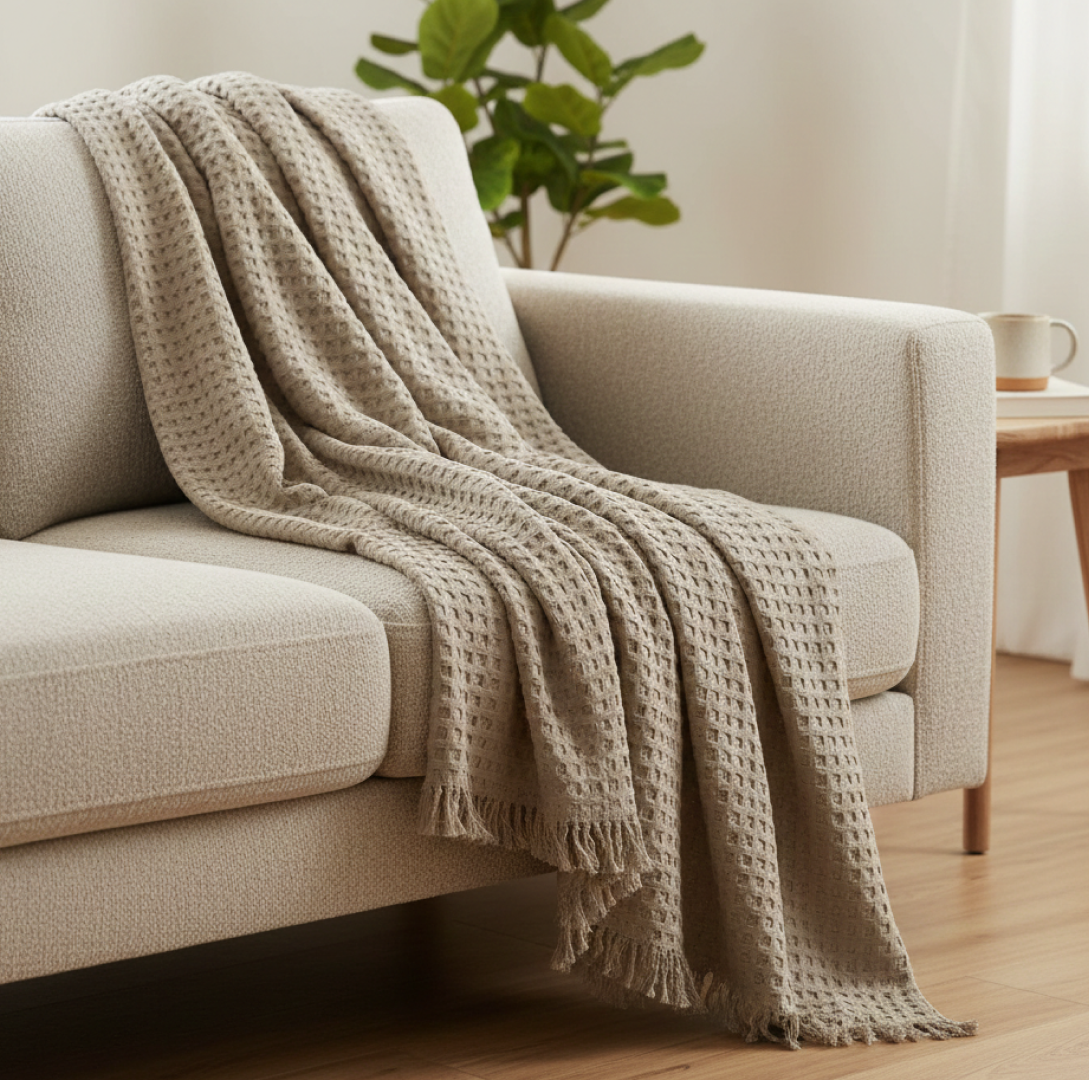 Charlotte Waffle Throw Natural