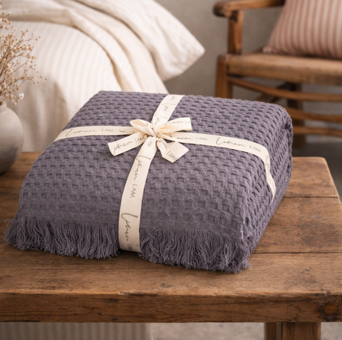 Charlotte Waffle Throw grey
