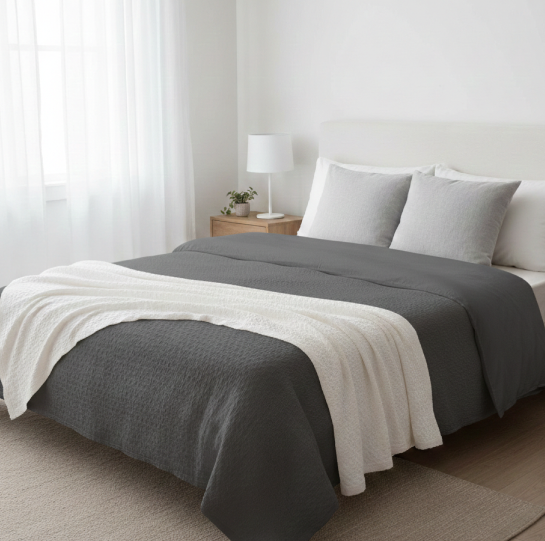 Charlotte Waffle Throw White