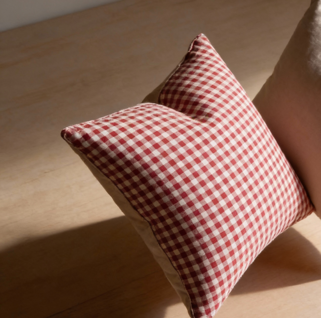 Gingham Christmas Cushion