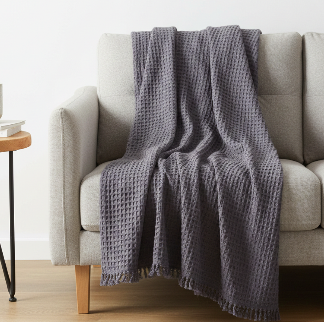 Charlotte Waffle Throw grey