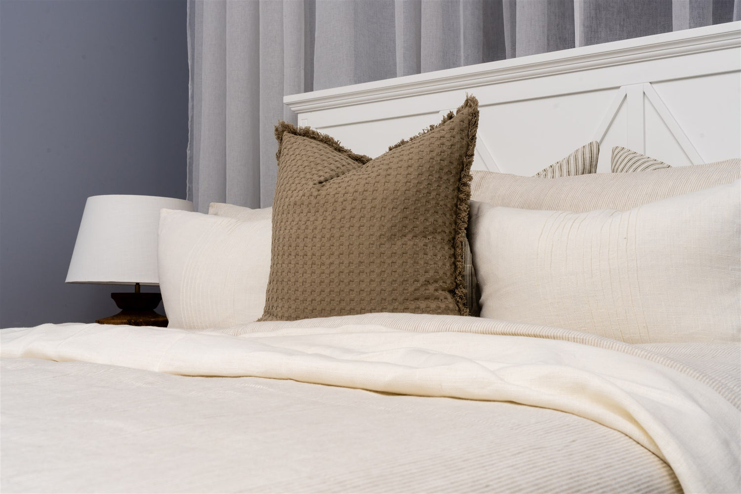 Olivia Natural Stripe Duvet Set
