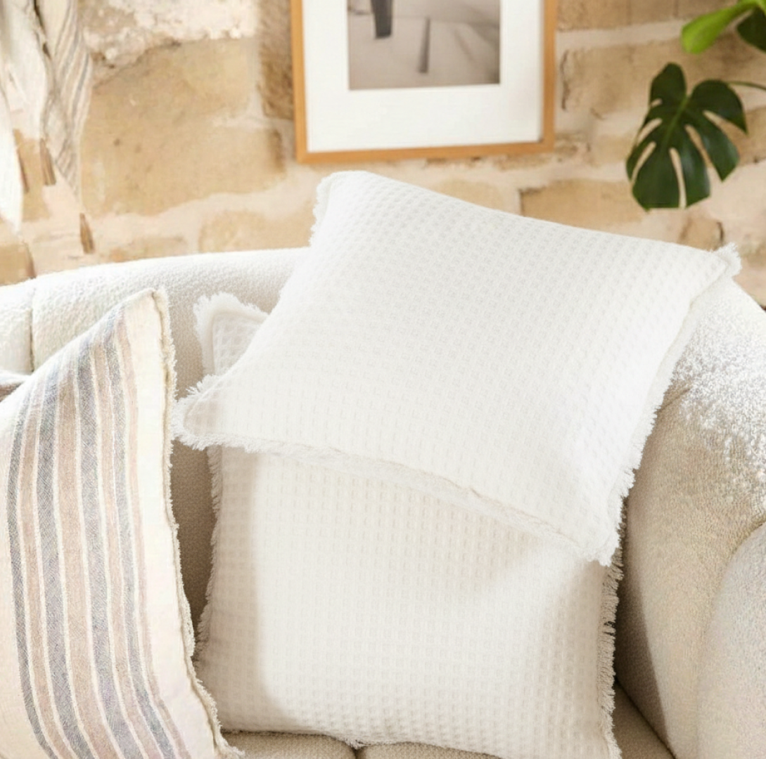 Charlotte Waffle Cushion White