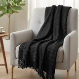 Charlotte Waffle Throw Black