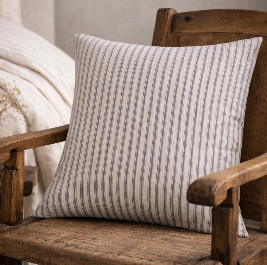 Darcy Striped Cushion White Navy