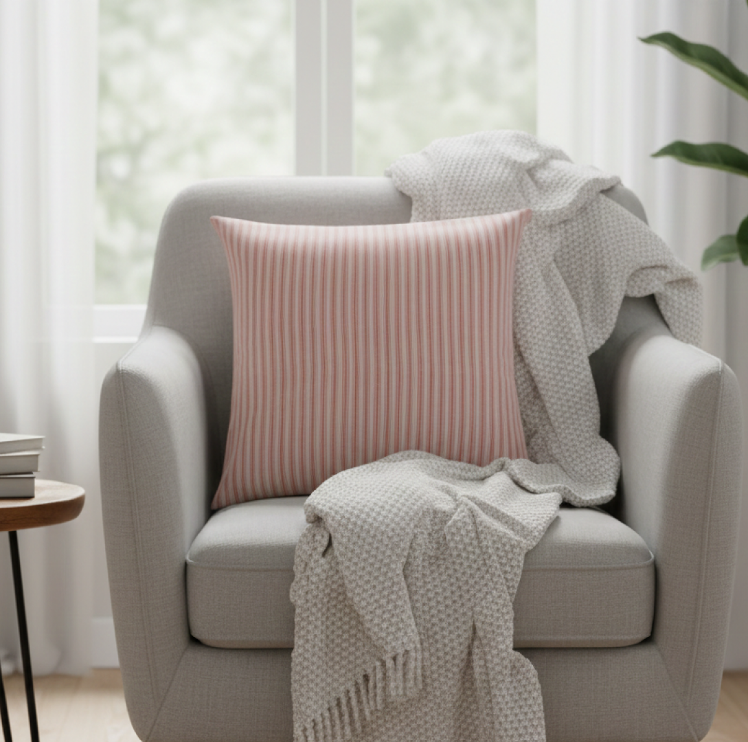 Darcy Striped Cushion White Red