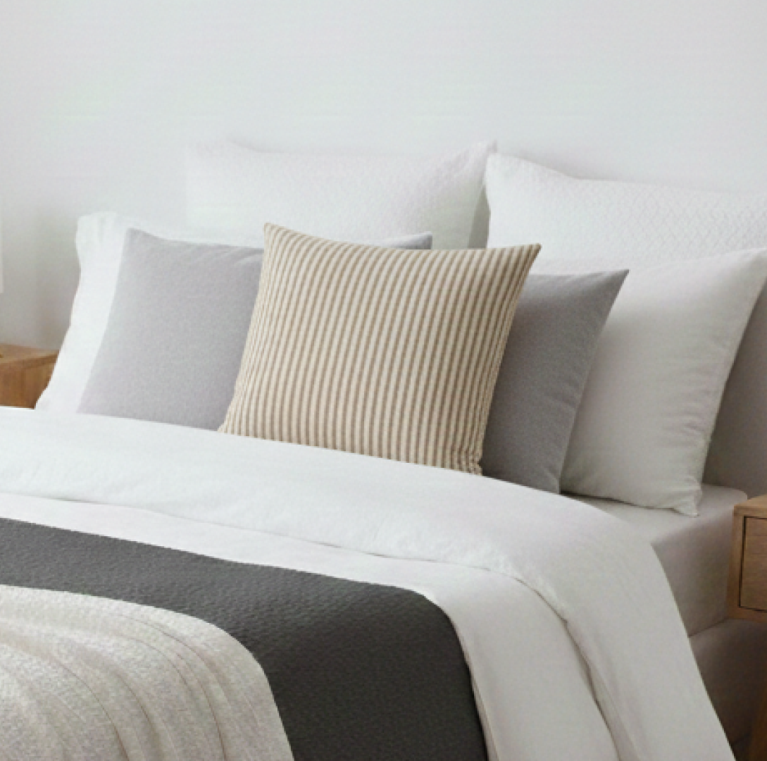 Darcy Striped Cushion White Olive