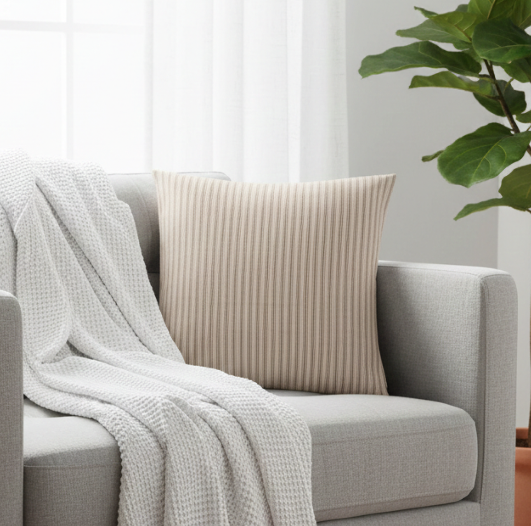 Darcy Striped Cushion White Olive