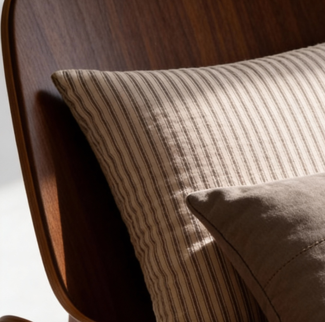 Darcy Striped Cushion White Grey