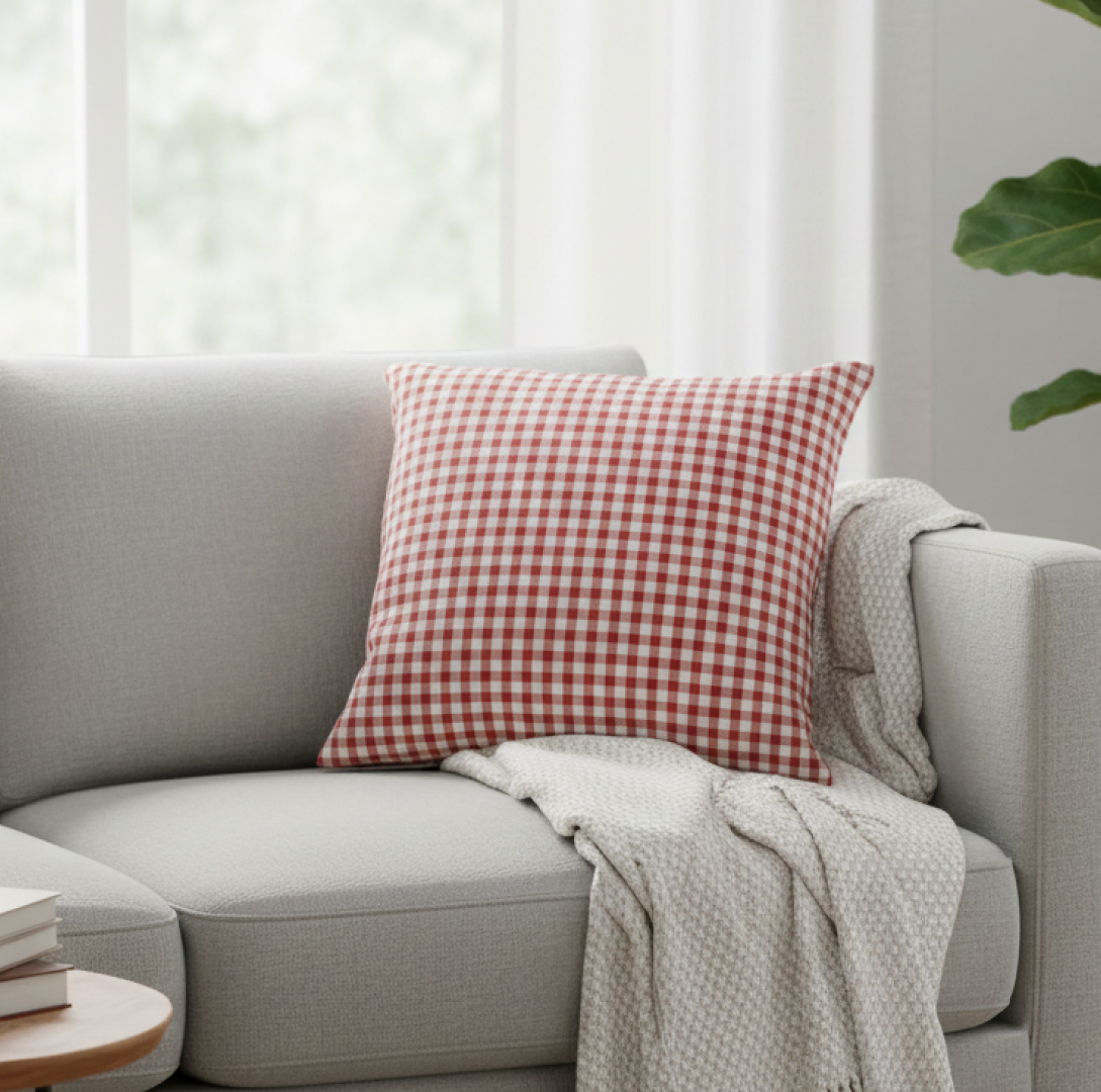 Gingham Christmas Cushion