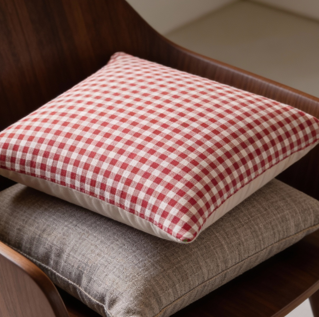 Gingham Christmas Cushion