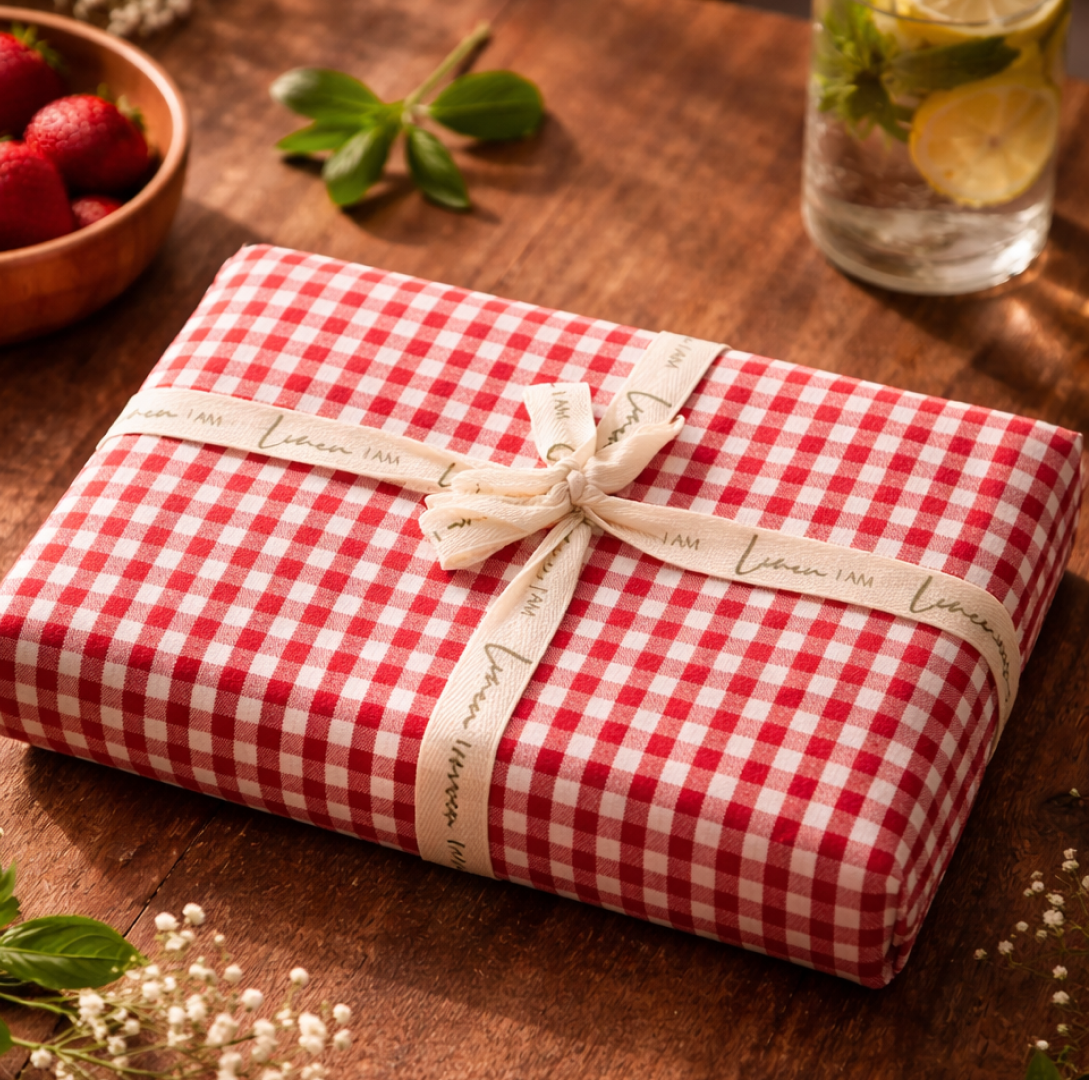 Gingham Christmas Table Cloths Berry Red
