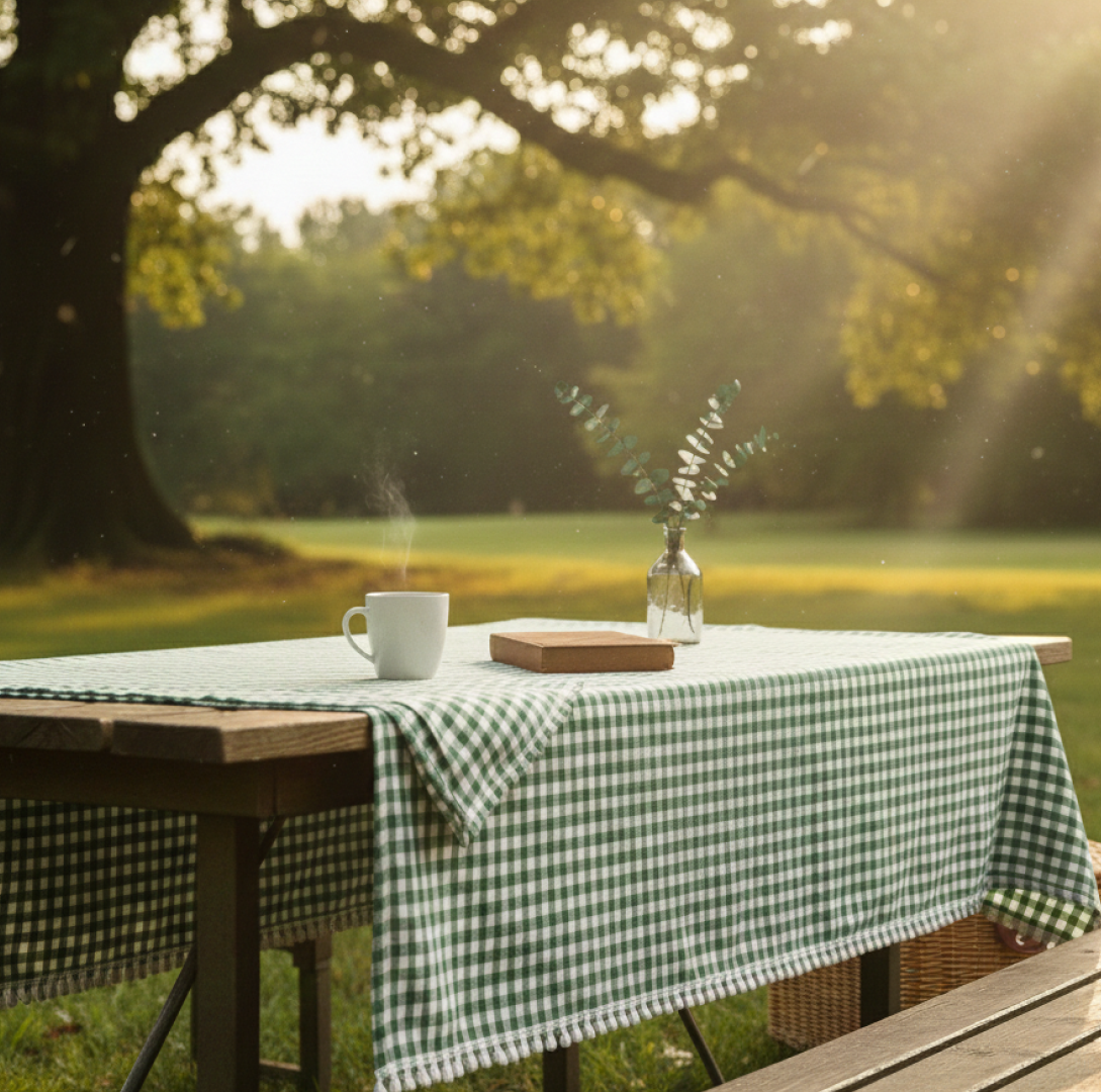 Gingham Christmas Table Cloths Jolly Green