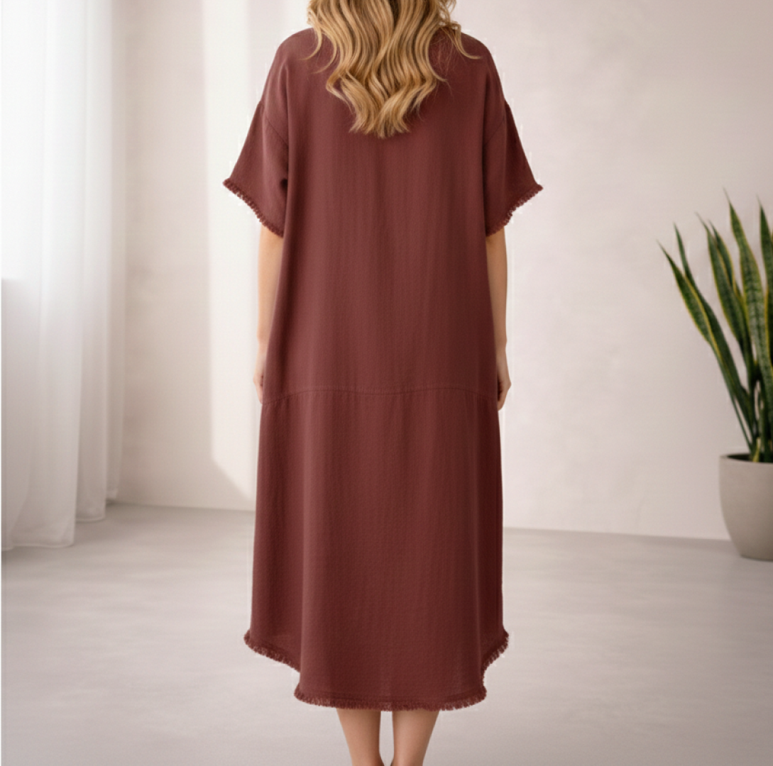 Hazel Dress - Brandy - Short Sleeve