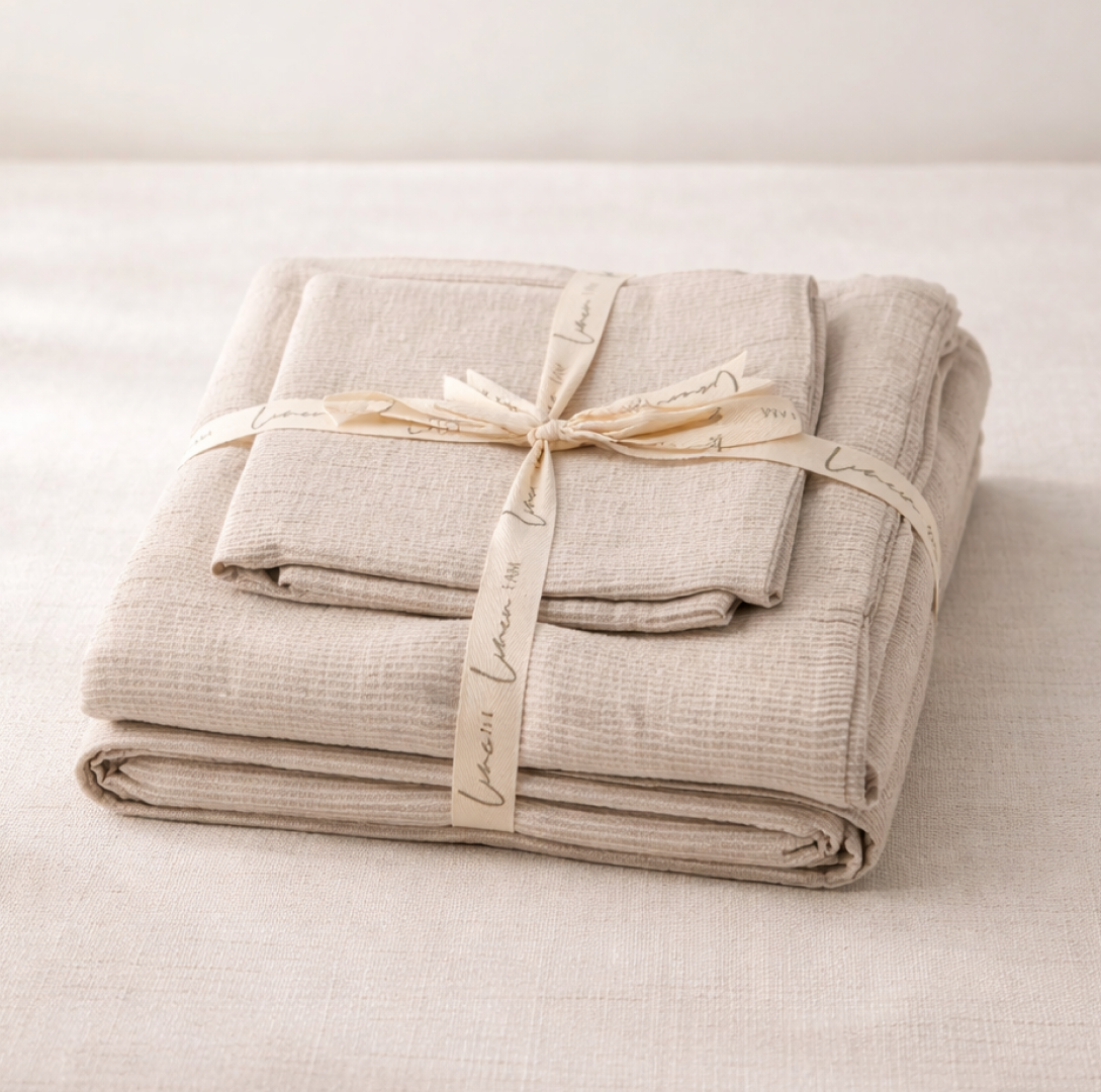 Olivia Natural Stripe Duvet Set
