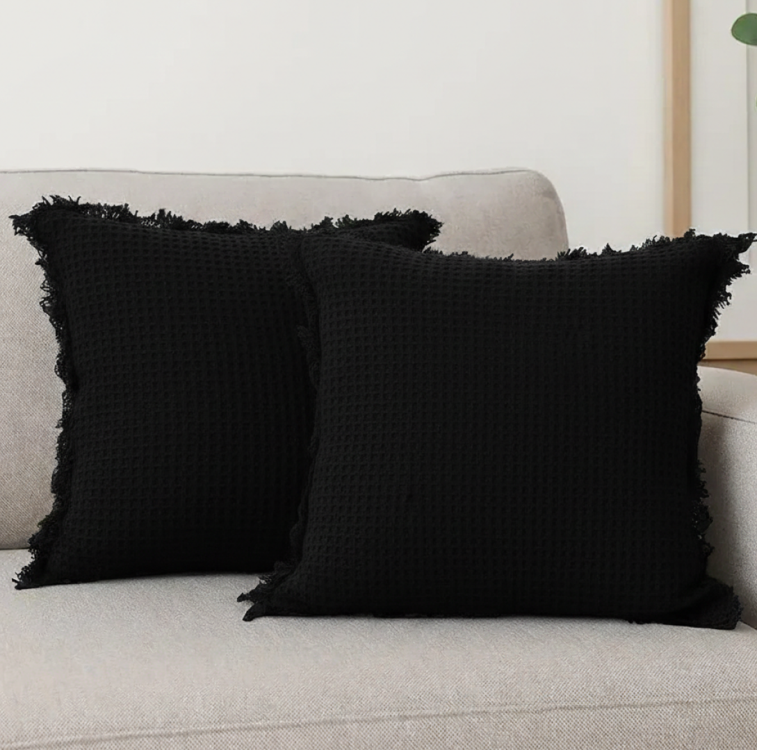 Charlotte Waffle Cushion Black