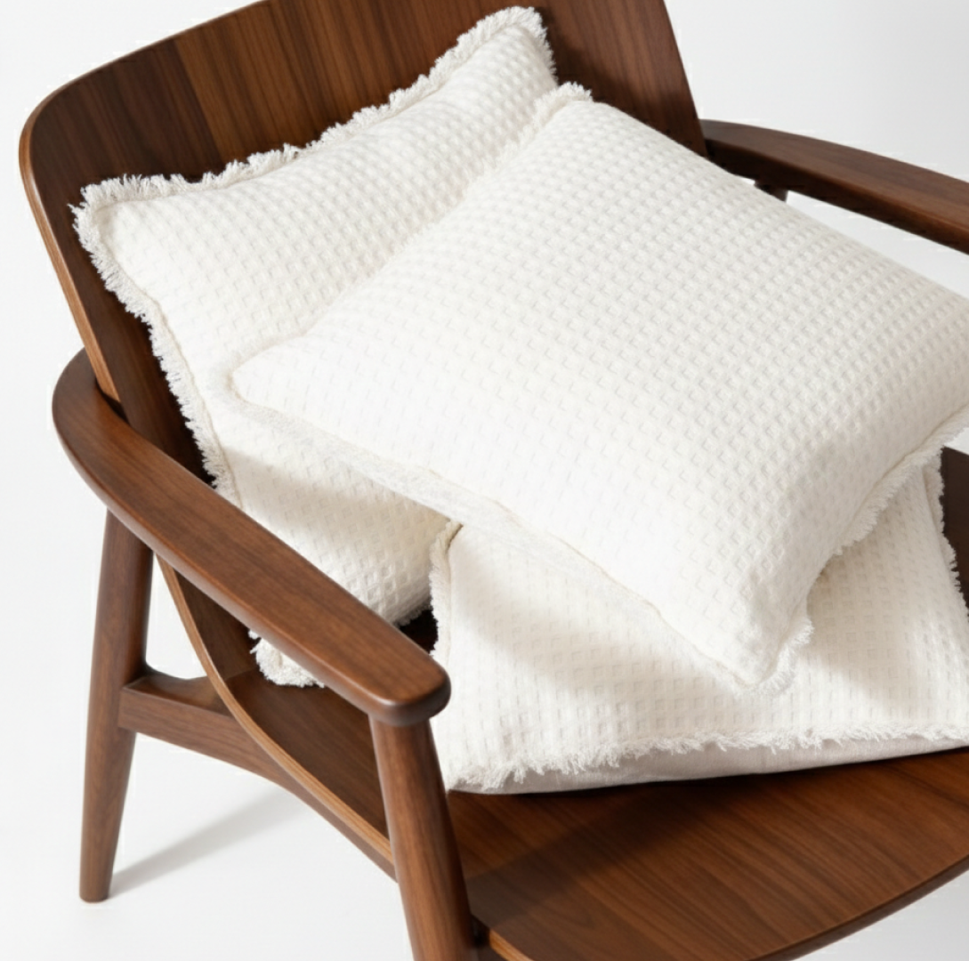 Charlotte Waffle Cushion White