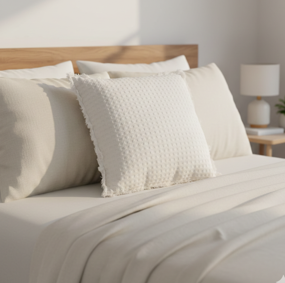 Charlotte Waffle Cushion White