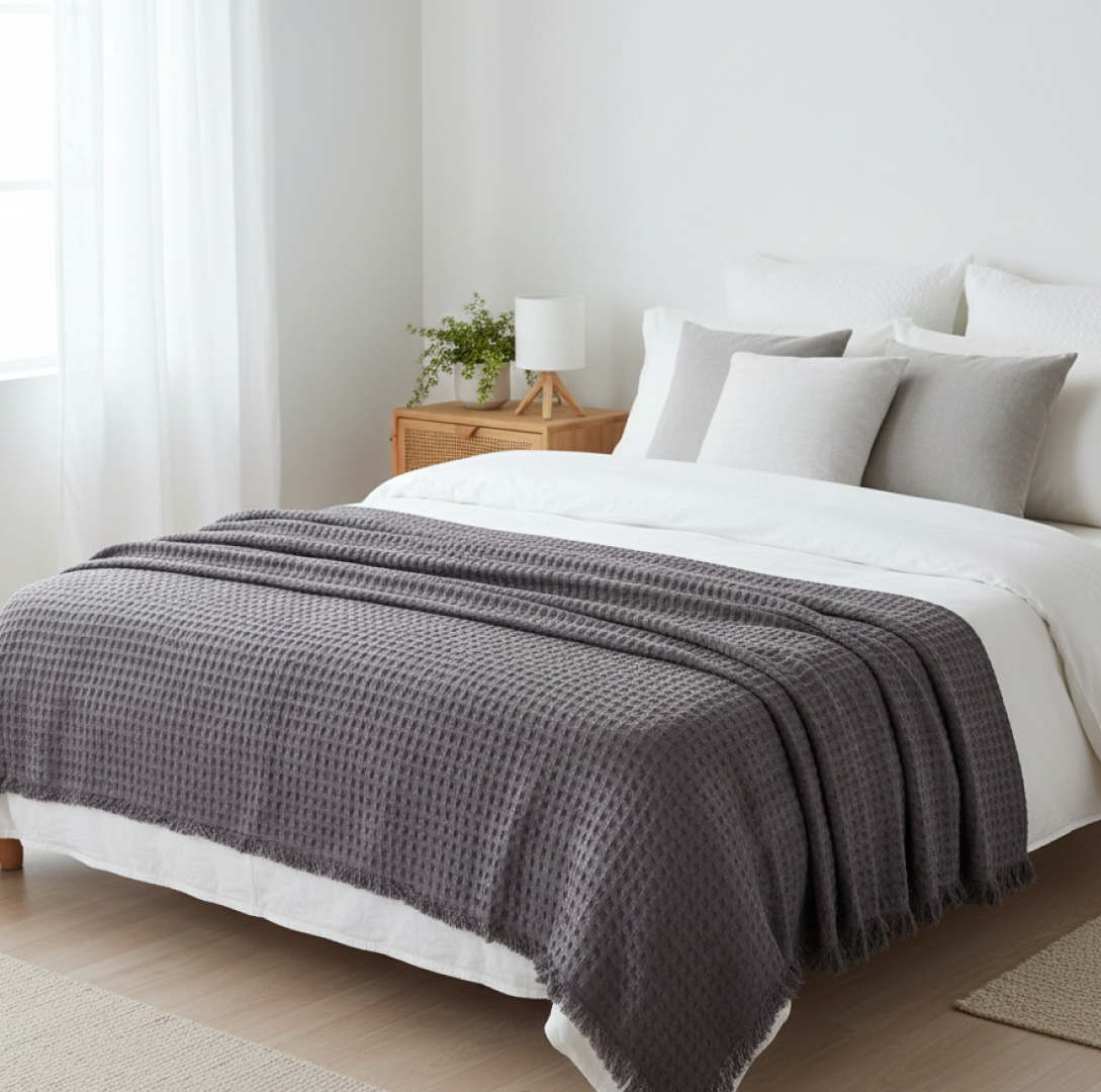 Charlotte Waffle Throw grey