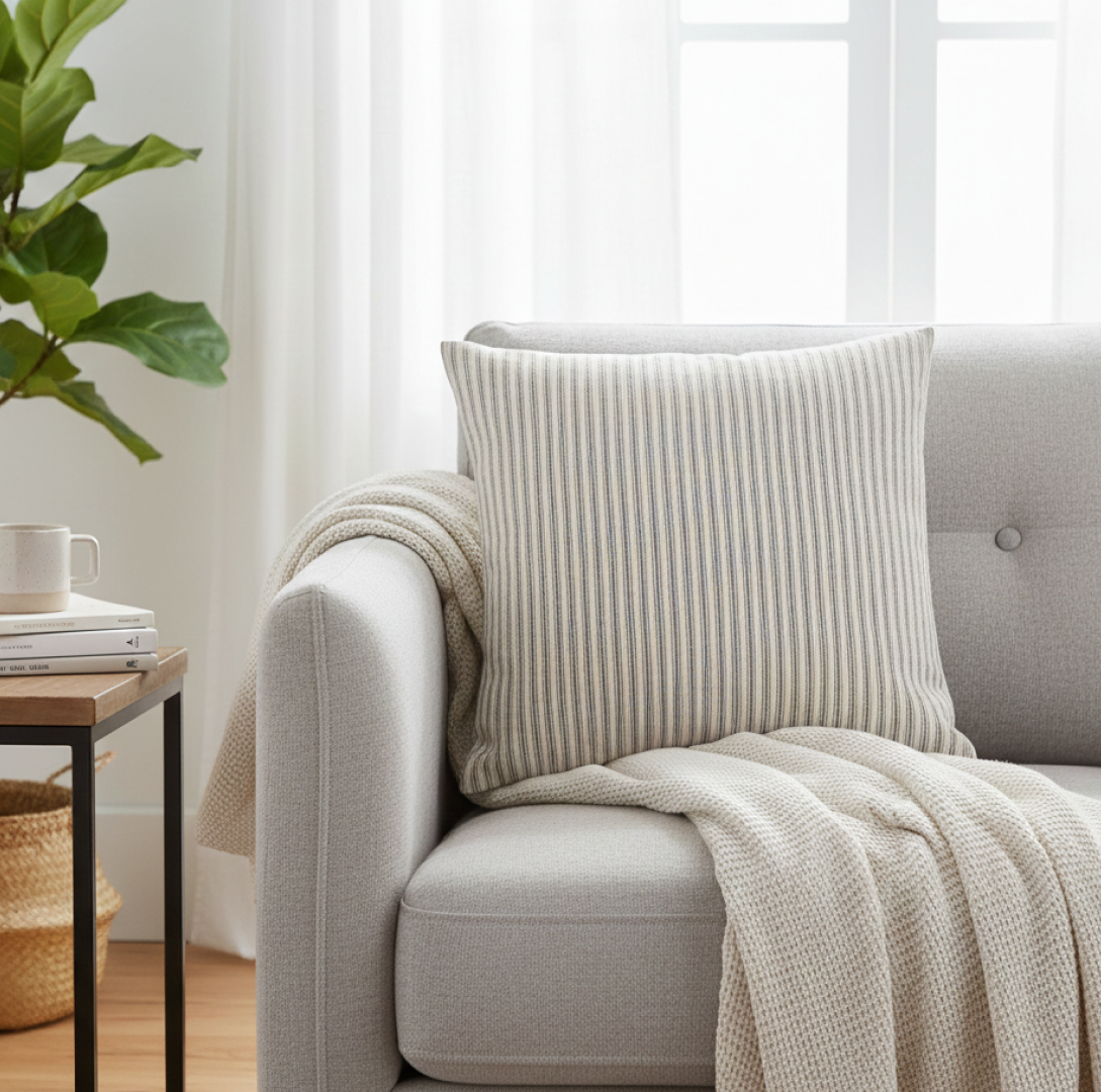 Darcy Striped Cushion White Navy