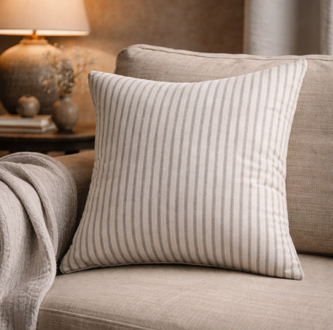 Darcy Striped Cushion White Navy