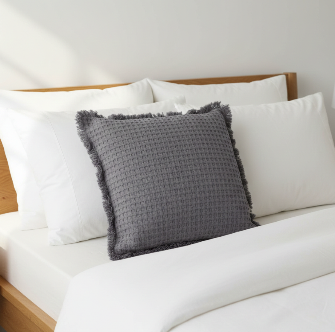 Charlotte Waffle Cushion Grey