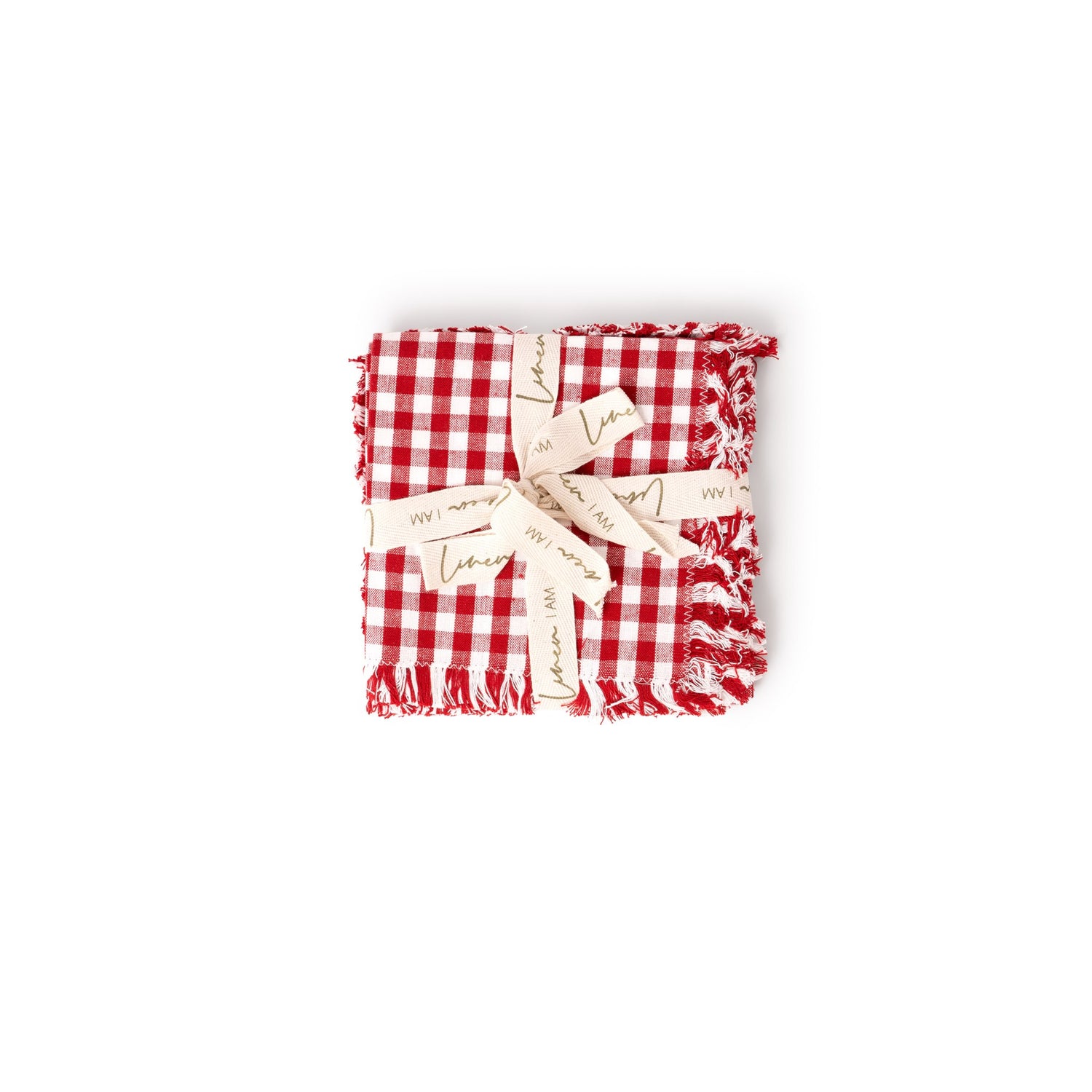 Gingham Christmas Napkins - Berry Red