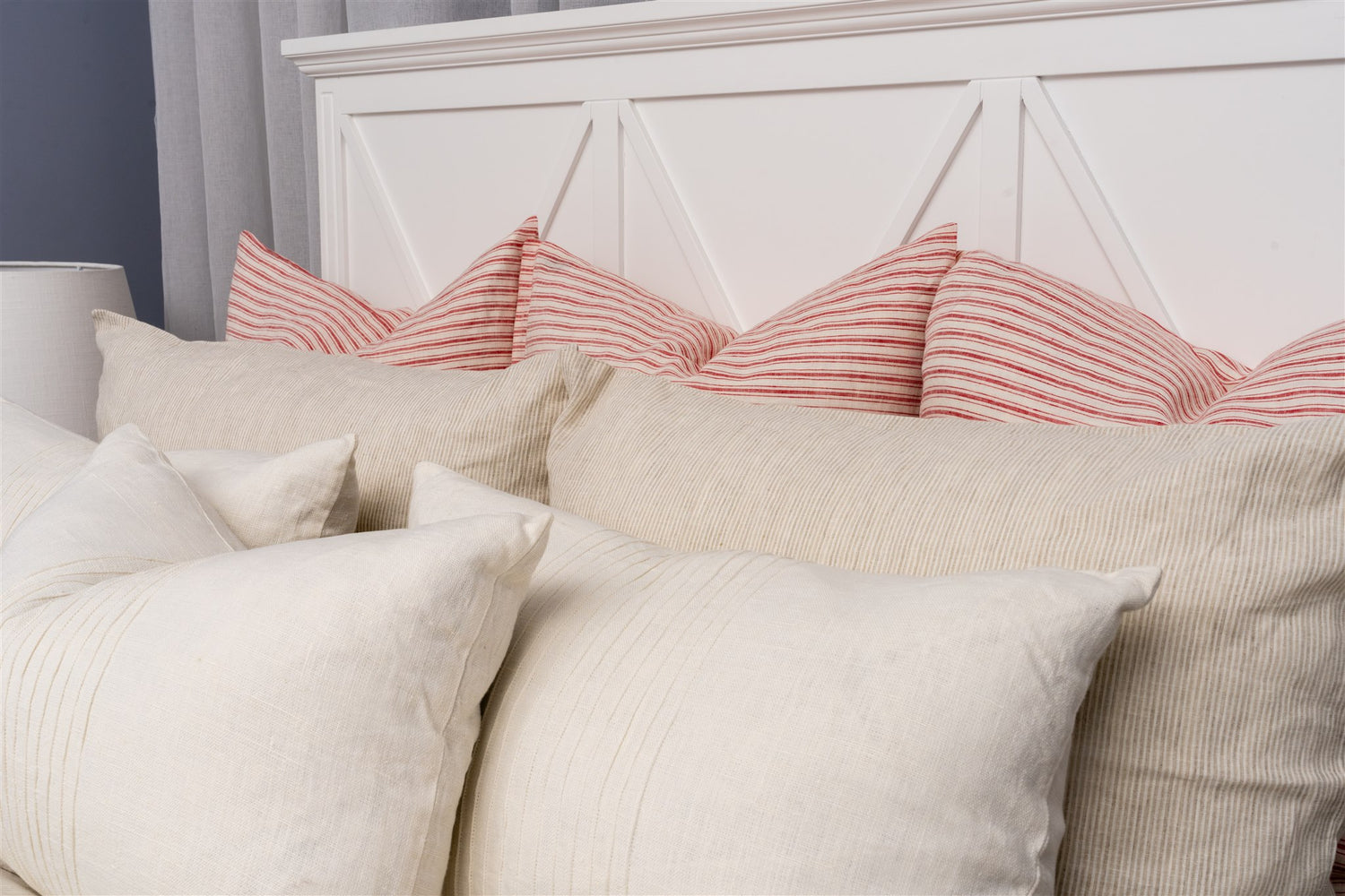 Darcy Striped Cushion - White/Red