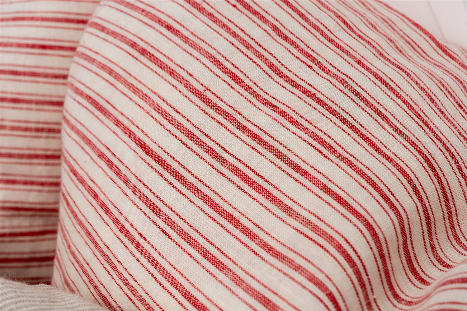 Darcy Striped Cushion - White/Red