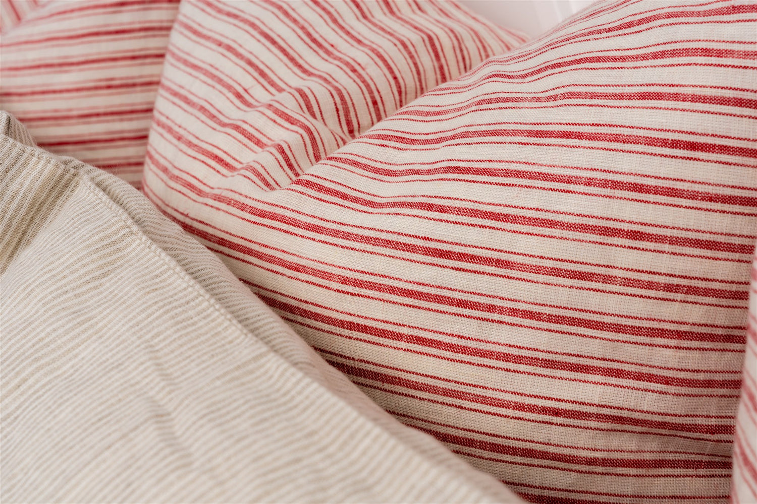 Darcy Striped Cushion - White/Red