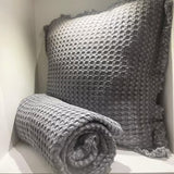 Charlotte Waffle Cushion - Grey